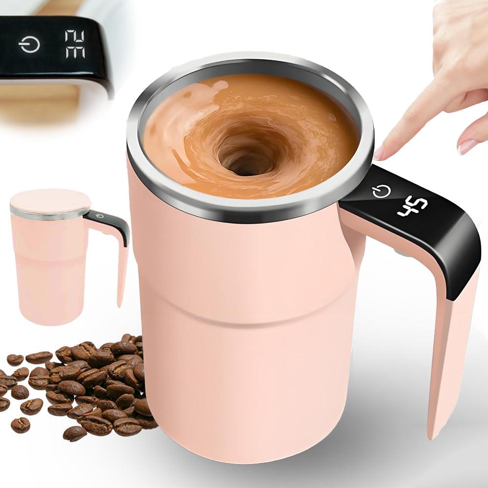 Electric Self-stirring Coffee Mug Magnetic Stirring Cup Rechargeable Automatic Mixing Cup w/LCD Thermometer for Milk/Cocoa at Office/Kitchen/Travel