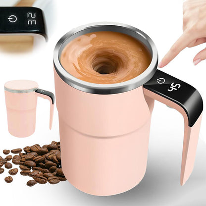 Electric Self-stirring Coffee Mug Magnetic Stirring Cup Rechargeable Automatic Mixing Cup w/LCD Thermometer for Milk/Cocoa at Office/Kitchen/Travel
